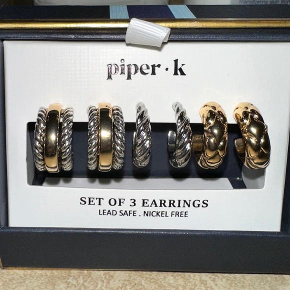 NWT Piper K set of 3 hoop earrings - Picture 1 of 6